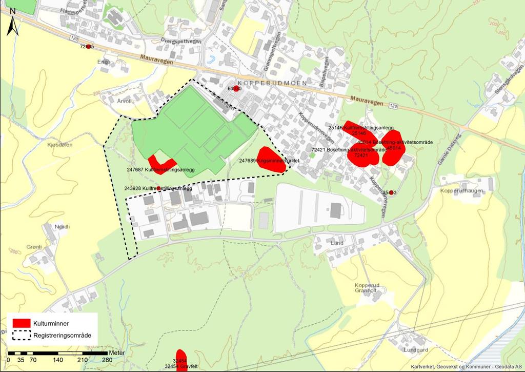 LiDAR-kart viser det som trolig er flere kullmiler fra nyere tid rett sør for Gamle Dalsveg og Kopperudmoen industriområde. Disse er ikke kartfestet i Askeladden.