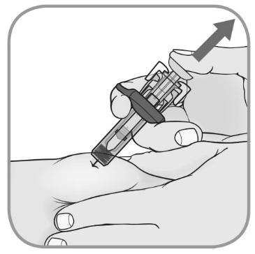 klikk Nålebeskytter Bekreft: etter en fullført injeksjon vil nålebeskytteren dekke til nålen og du kan høre et klikk.