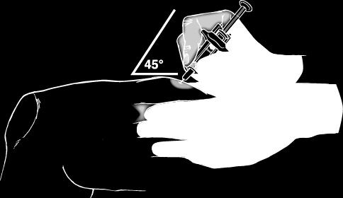 B. Plasser sprøyten og injiser ORENCIA Hold sprøyten i sprøytekroppen med én hånd, mellom tommel og pekefinger (figur 5). Ikke trykk på stempelhodet før du starter injeksjonen.