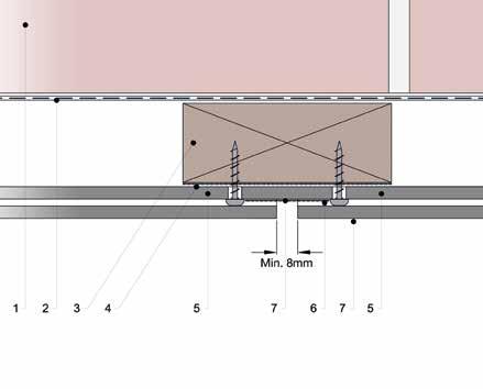 Fig. 32 Plankeoverlapping plansyn 1. Grunnmur 2. Pustende fuktbestandig membran 3. Avstandslekt i tre 4. EPDM 5. VIVIX Lap planke 6.