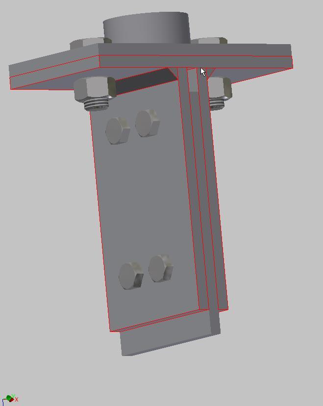 Oppgave 4 Figuren viser skissen til en opphengskonstruksjon og en 3D-modell som illustrerer konstruksjonen. Opphenget består av to flattjern med 4 hull som er sveist fast på et flattjern med to hull.