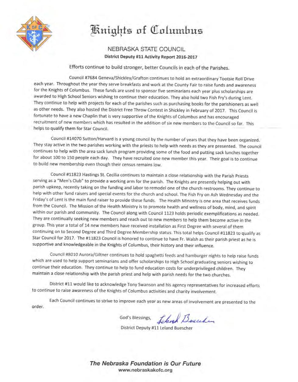 Nebraska State Council Knights of Columbus - PDF Gratis nedlasting