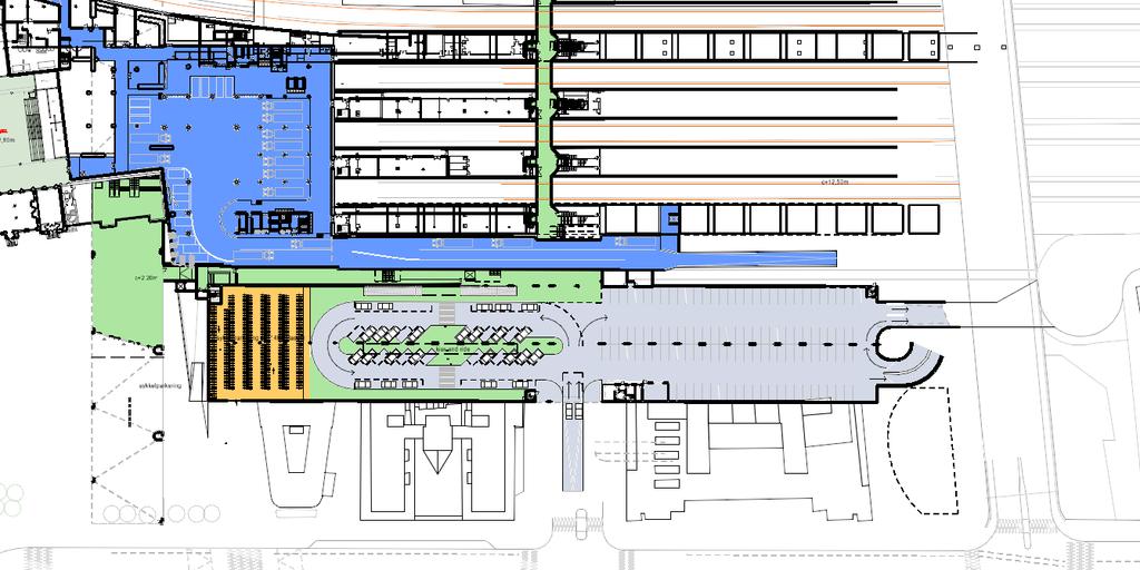 Alternativ 3 Det er utviklet et nytt forslag for utforming av byrommet langs Trelastgata, som er satt sammen av forskjellige enkelte grep.