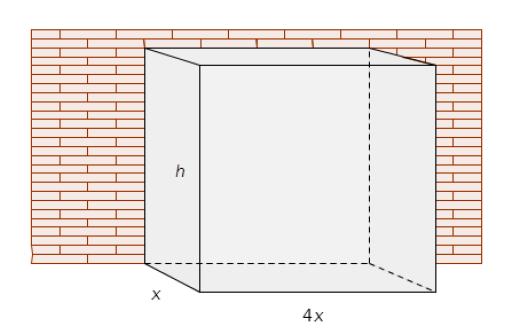 Du skal lage eit fuglebur av hønsenetting. Buret skal ha form som eit rett, firkanta prisme. Buret skal byggjast langs ein mur slik at muren utgjer den eine veggen.
