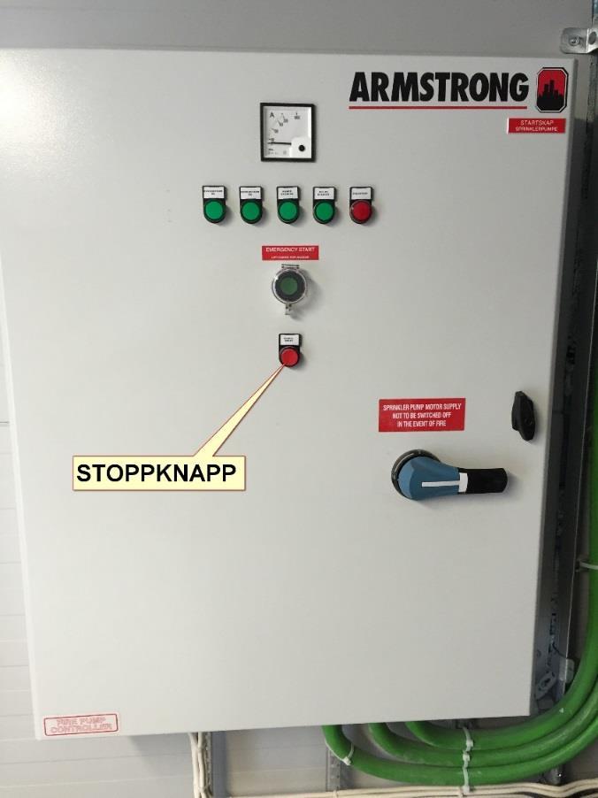 Generelt: Avstilling av pumper En sprinklerpumpe går til den blir manuelt avstilt eller kollapser!
