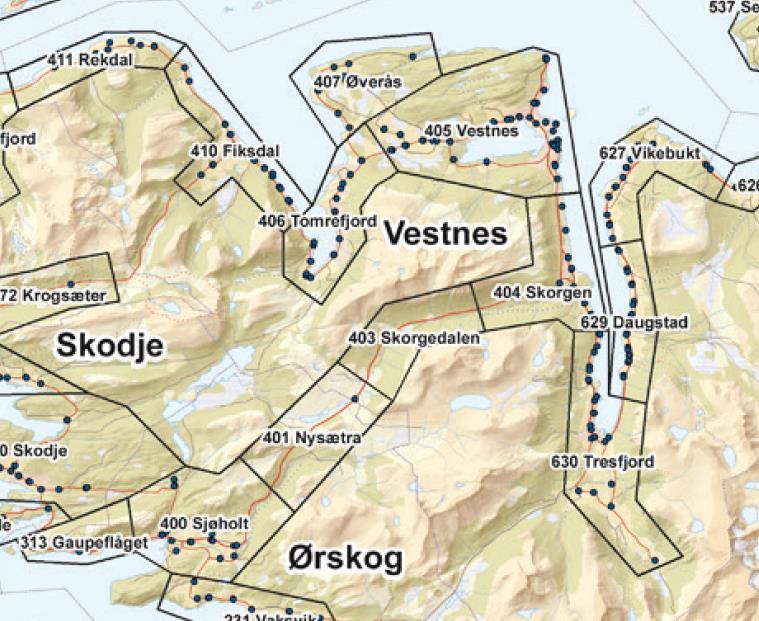 Tresfjord skule Helland skule (Via Brastadstranda) 11 km Dersom elevar må sitje på bussen rundt bygda, vil det bety ein ekstra reiseveg på om lag 7 km.