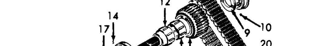 OUTPUT SHAFT ASSEMBLY (RAM-50) Disassembly 1) Remove snap ring from rear of output shaft. Remove highlow synchronizer hub by hand or when low speed gear is pressed off.