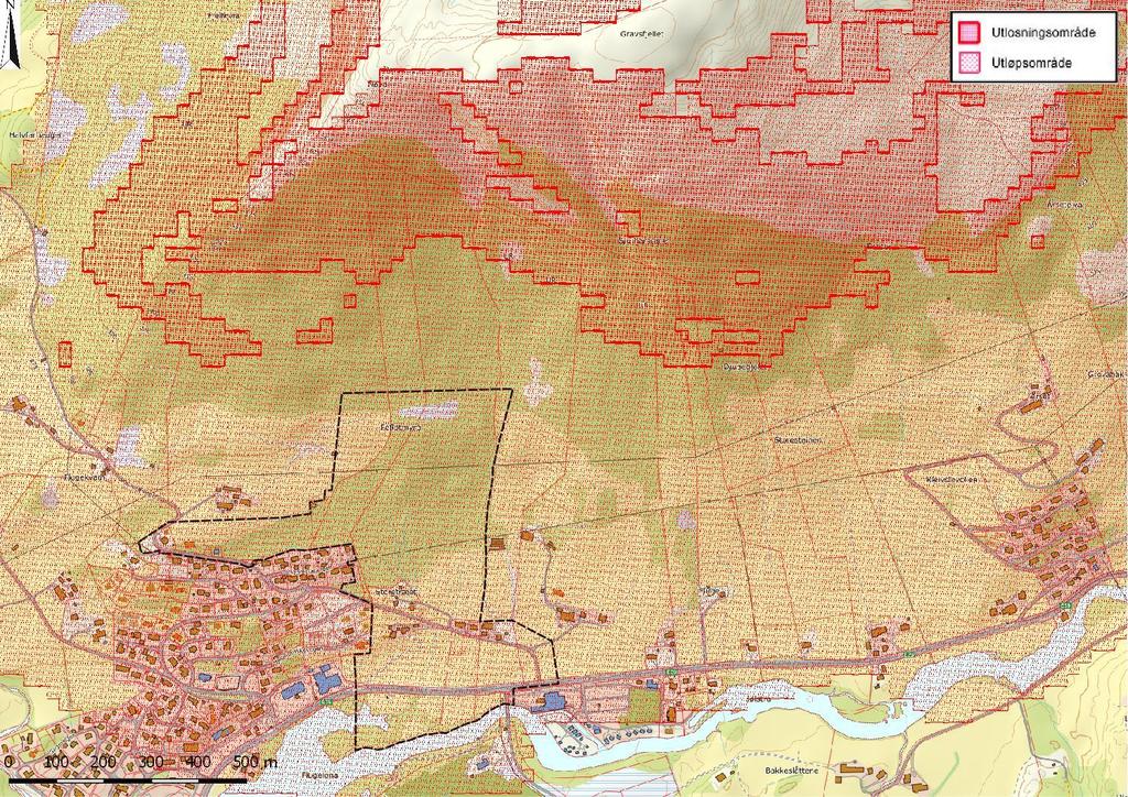 Figur 11: Aktsemdskart for snøskred ved planområdet. Basert på kart frå NVE m.fl. 3.2. Tidlegare skredhendingar I sin database (atlas.nve.no) har NVE m.fl. samla informasjon om tidlegare skredhendingar.