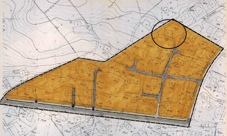 Gjeldende reguleringsplan for området er «Et område avgrenset av O.G. Kvernelandsveg, Elvebakken, Kalbergskogen og grensen mot Klepp kommune» vedtatt i 1992, hvor planområdet er markert som område for boliger.