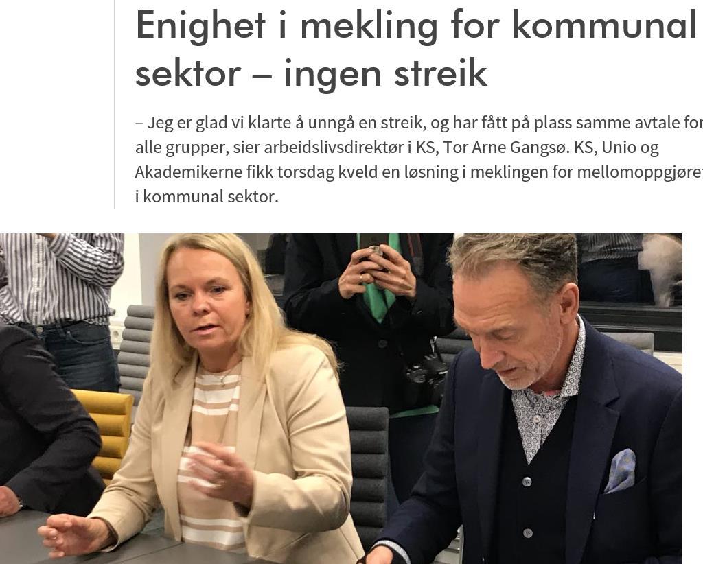 Mekling Uvanlig og krevende situasjon for KS: Rammen er brukt opp -> mest til Unio Resultatet med flertallet binder ->