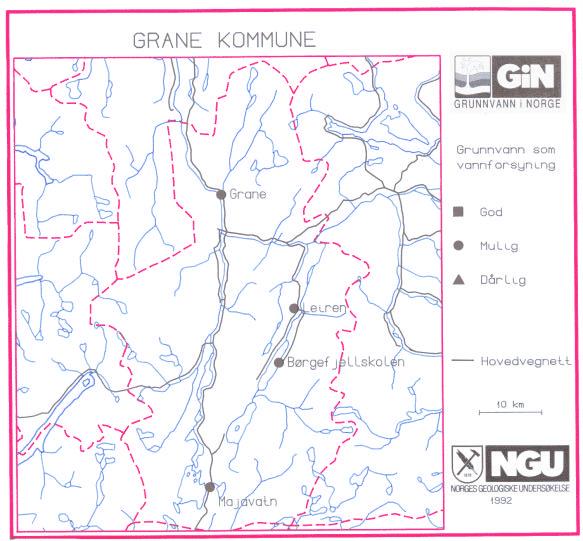 Muligheter for grunnvann som vannforsyning Oppgitt Grunnvann i Grunnvann som Forsyningssted vannbehov løsmasser fjell vannforsyning