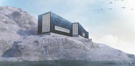 fasade på Cermaq`s nye visningssenter i Lofoten
