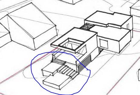 Det er skissert ytterligere en utvidelse vestover (vedlegg 4) Vi krever at huset plasseres «midt mellom» vårt hus og gbnr 1011/147.