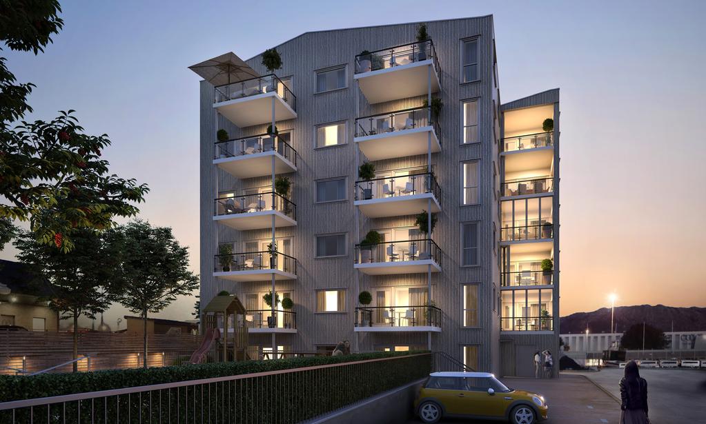 3D illustrasjon - kan avvike noe. Moderne leiligheter, gode solforhold 4 Dalsethagen blir 17 moderne leiligheter i varierte størrelser fra 47-117 m2.