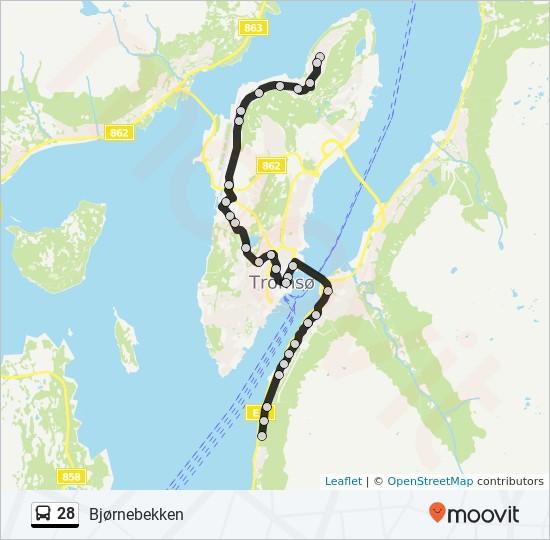 Retning: Bjørnebekken 29 stopp VIS LINJERUTETABELL Durmålselva Solstrandvegen 342, Tromsø Tresletta Solstrandvegen 292, Tromsø Slipelva Sør Solstrandvegen 253, Tromsø Gammelgård Kaldslet Gård