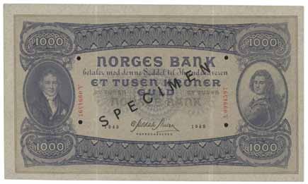 Sedler 2.UTGAVE 9 1000 kroner 1943. A0994597.
