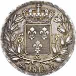 1 0/01 700 1391 Ludvig XVIII, 5 francs 1819 B G.614 KM.711.
