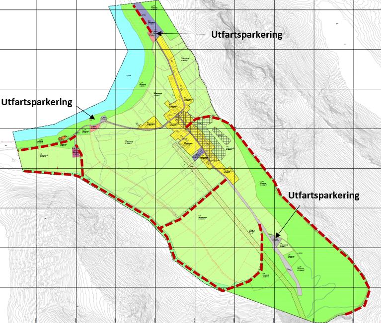 Det bør bygges en ny parkeringsplass før man kommer til selve bebyggelsen på Unstad. I planforslaget er det foreslått en parkeringsplass på ca. 2700 m2 litt etter tunnelen.