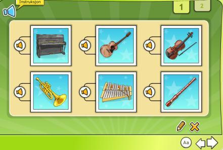 Elevene skal: Bli kjent med klangen til ulike instrumenter og spille lydlotto Lytte og finne instrumentet som