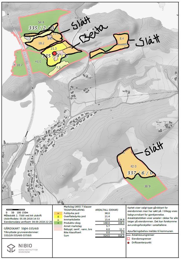 I søknadsskjema: Kartvedlegg: Kart henta frå naturbase.