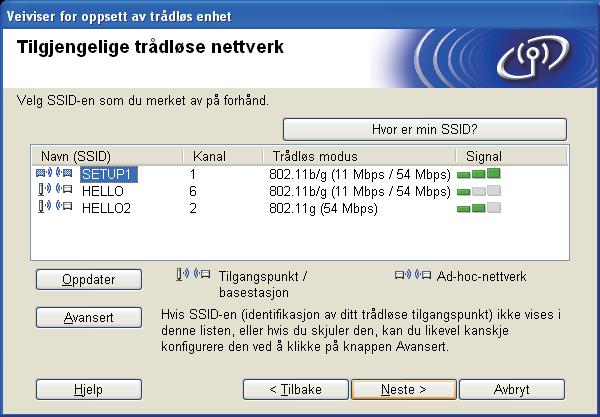 tilgngspunktet er innenfor rekkevie for tråløs kommuniksjon. Klikk så på Oppter.