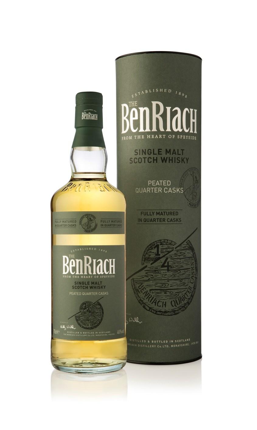 BenRiach Peated Quarter Casks Denne unike single malt er destillert fra røyket maltet bygg og har blitt fullstendig modnet i Quarter cask.