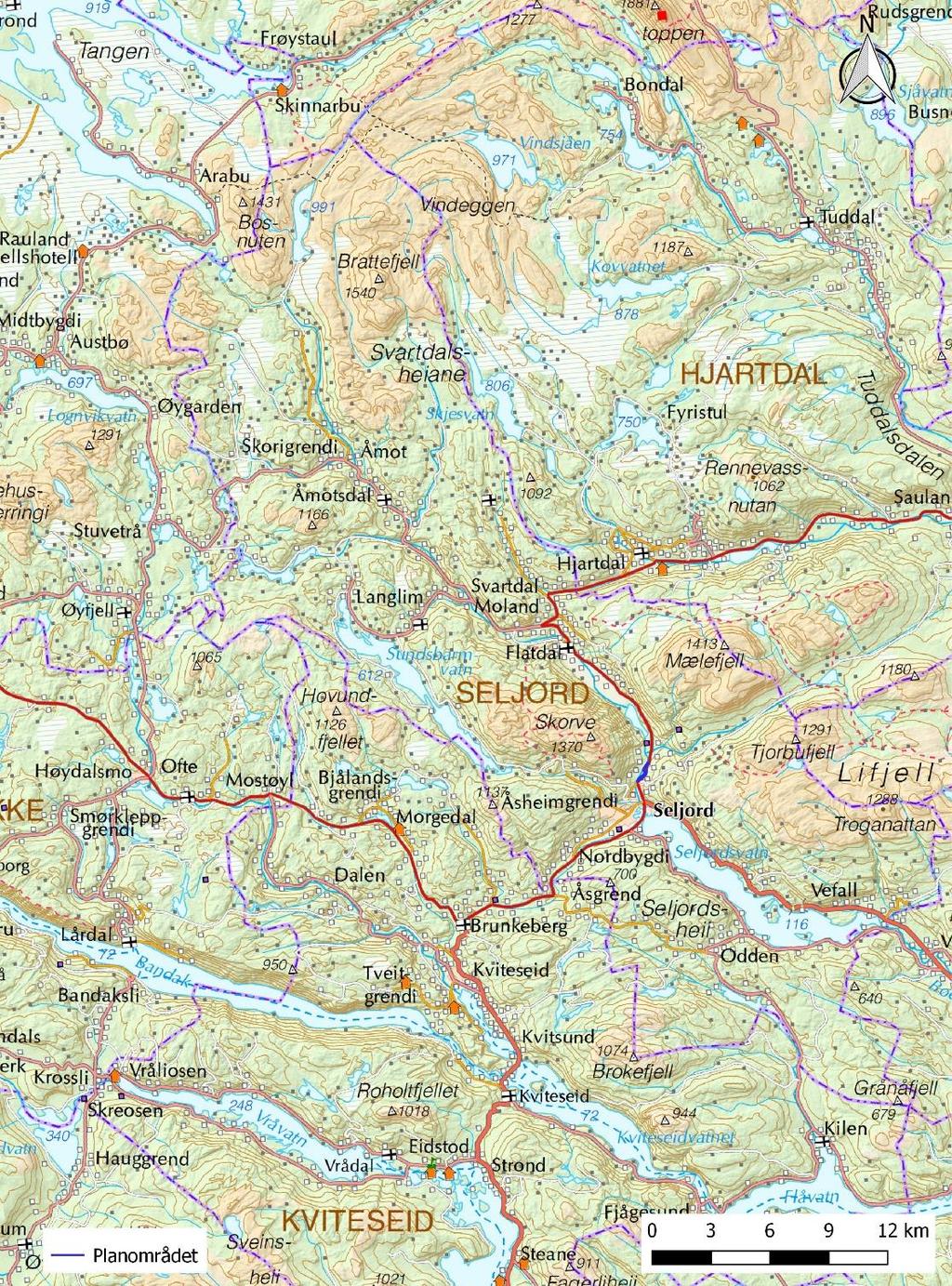 Rapport arkeologisk registrering 6 Området Planområdet ligger i Seljord kommune, omlag 1,8 km i luftlinje nordøst for Seljord sentrum.