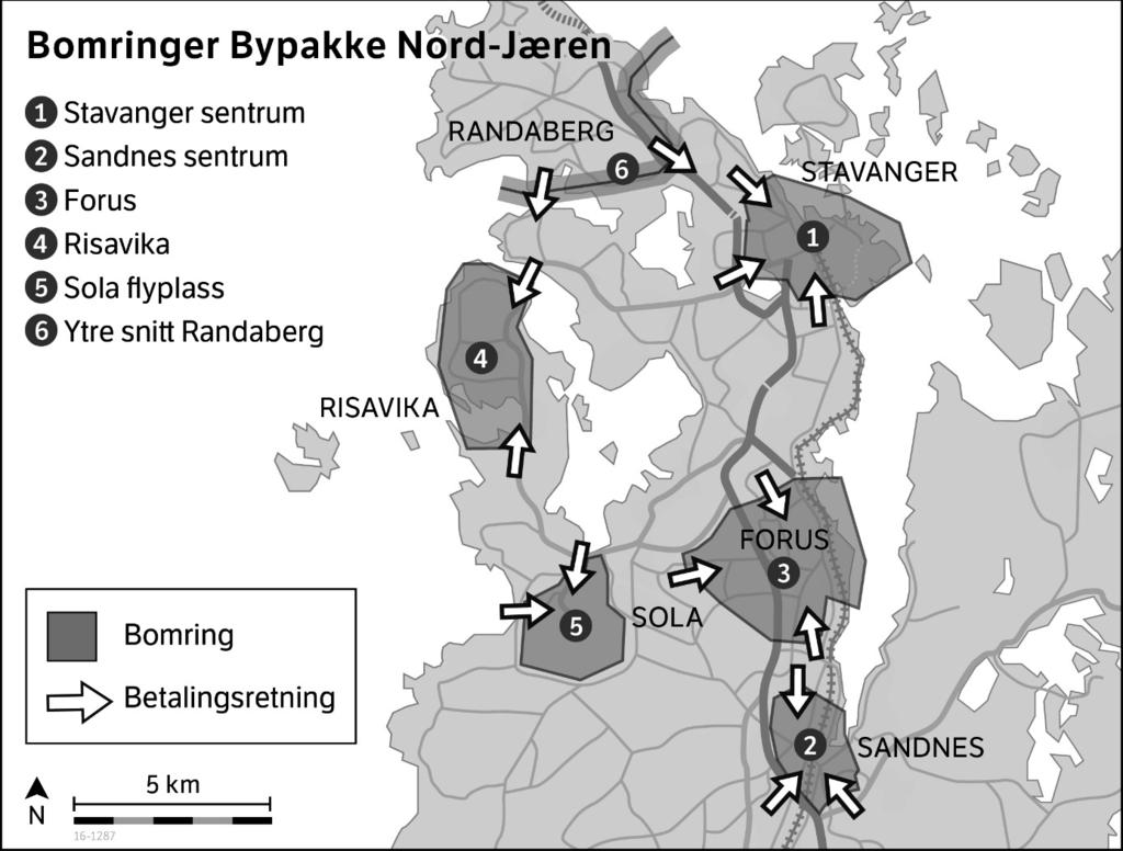 2016 2017 Prop. 47 S 19 Finansiering av Bypakke Nord-Jæren i Randaberg, Sandnes, Sola og Stavanger kommunar i Rogaland Figur 6.