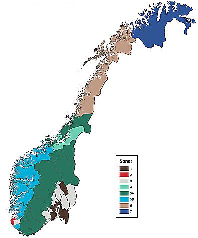 17 5.3.3. Soner for arealtilskudd Landet er inndelt i tilskuddssoner der tilskuddssatsene til den enkelte veksttype varierer mellom sonene. Kartet og tabellen under viser sonene.