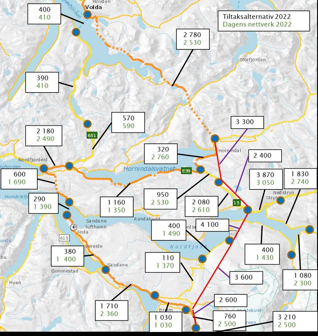 Figur 4 Trafikkmengder (kjøretøy/døgn) 2022 frå RTM