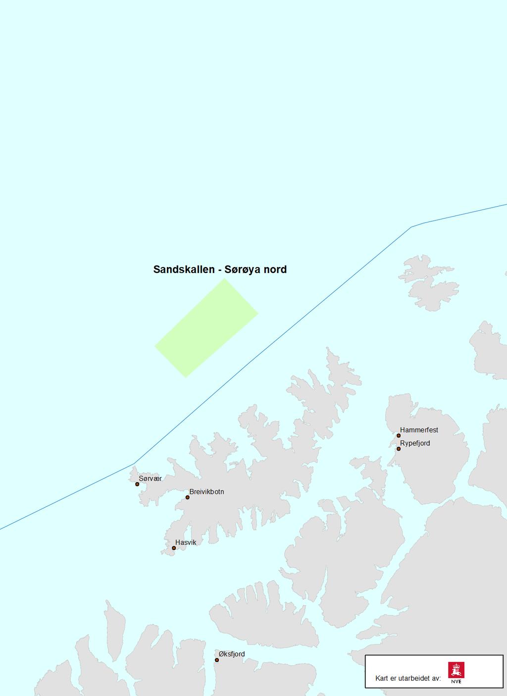 Sandskallen- Sørøya Nord Av høringsnotatet fremgår det at Sandskallen-Sørøya Nord er foreslått avsatt til vindkraftutbygging innenfor følgende definerte punkt: 22 0 12 01 E, 70 0 55 10 N 22 0 42 35