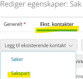 Kople kontaktkortet til personalmappen som sakspart For tryggere og mer effektiv bruk av riktig kontaktperson i brev til/fra den ansatte i denne saken fremover, kopler du privatpersonkortet til