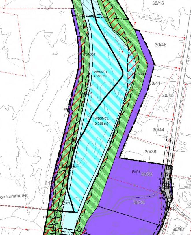 1 Masseuttaksområdene V/BSM01 og V/BSM02 Uttaksområdet V/BSM01 er avgrenset på reguleringsplankartet og omfatter 4,99 dekar i Sør-Fron og 9,99 dekar i