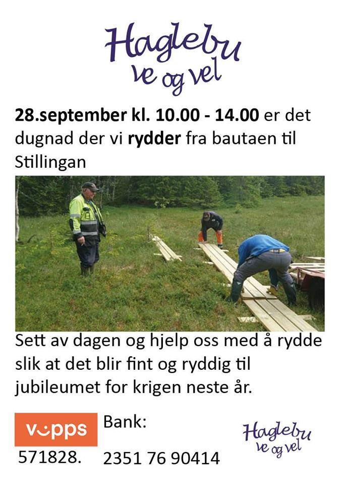 DUGNAD 28. september med Haglebu Ve og Vel. Oppmøte ved kirken 10.