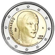 Italia Best.nr.: 75398 2 euro 2019. 500 år siden den kjente italienske kunstneren Leonardo da Vinci døde.