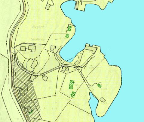 Figuren viser planområdet slik det fremstilles i KDP. Området er regulert LNF-område med spredt boligbebyggelse. Figur 1 Planområdet i KDP 4.3.
