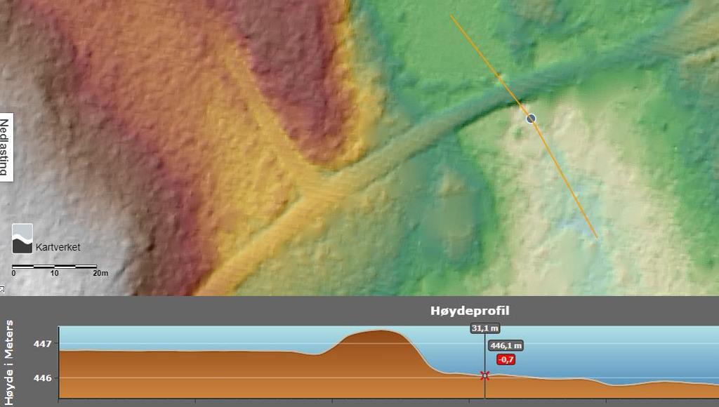 Figuren viser laserdata over demningen.