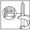 Dette vil bryte luftboblene og forsikre at de alle befinner seg i spissen (se figur 3). Figur 3 Trinn 3. Oppmåling av volum a.