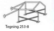 - sidebeskyttelse med form som et kryss (tegning 253-8), av samme materiale som øvrige deler av buret. - Et av x-stagene skal være i ett stykke.