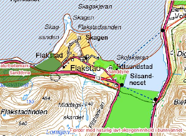 Side 68 tidevannsstrøm med middels KU-verdi, denne vil ikke bli berørt. Ved Offerøypollen er en strandeng og strandsump (NT) med middels KU-verdi, og i dette området vil det bli nye mastepunkter.