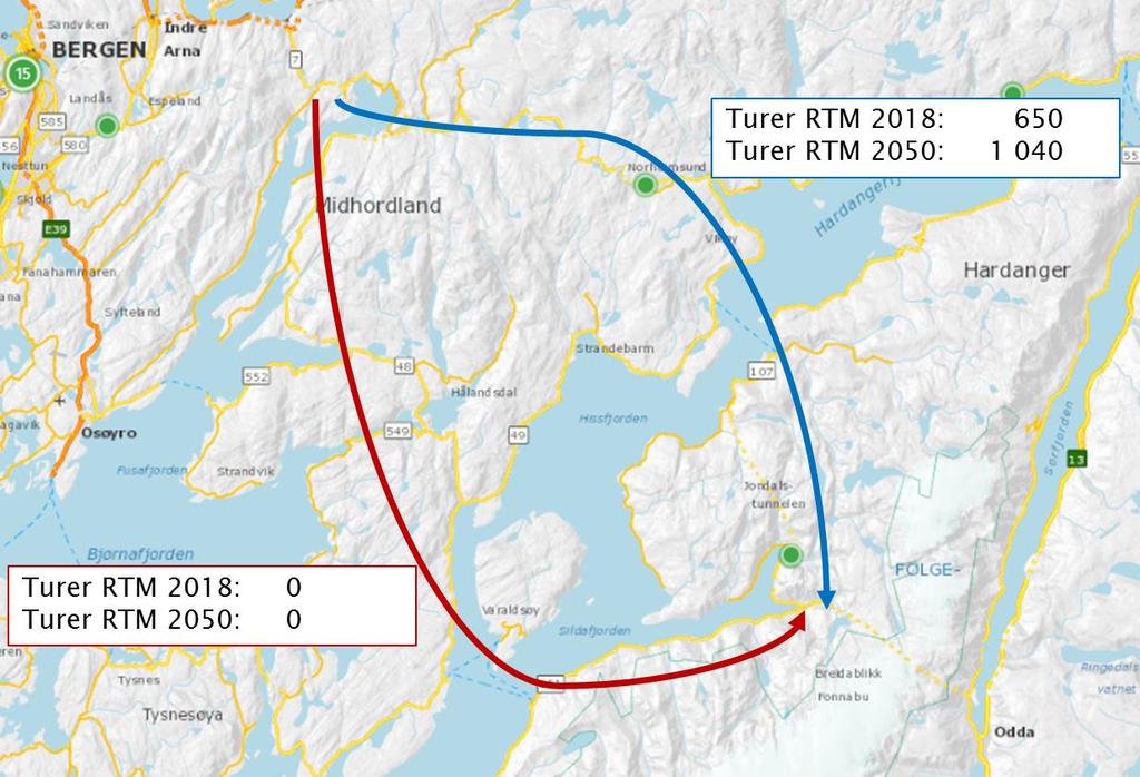 ferge Trengereid - Odda reisetid (vegvesen.no bompenger avganger/time billettpris overfart via Tokagjelet 119 79/145 1 109 20 via fv. 48 131 0 1.