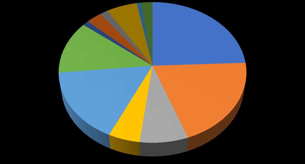 Budsjettert leieinntekt 2019 - fordelt på kategorier av leietakere Produksjon 5,8 % Restaurant 0,8 %