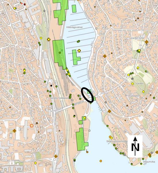 Vedlegg Søknad om arbeider i sjø «Brygge i Hillevågsvannet v/strømsbrua» Vedlegg 3 Utklipp fra databaser Utklipp fra Temakart-Rogaland 07.06.2019.