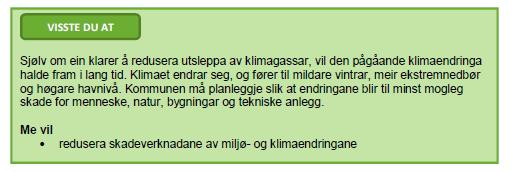 Figur 4: Klima- og miljøplan, side 13: Utfordringar og mål ved klimatilpassing.