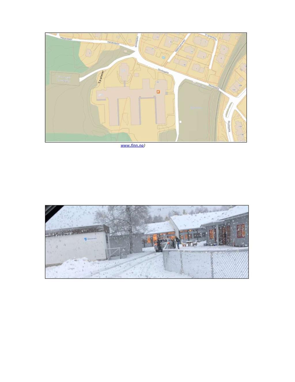 Oversikt over Vikersund skole (kartkilde: www.finn.no). Ved skolen er det ca. 60 p-plasser.
