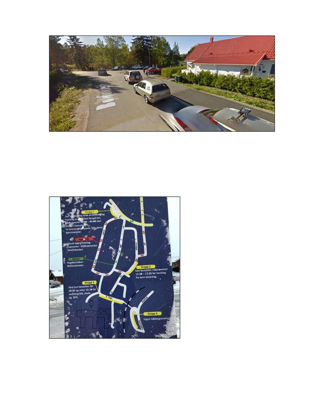 Foto: Trafikksituasjonen om morgenen ved av- og påstigningsplassen øst for Krøderbanen (kilde: google streetview i september i 2010).