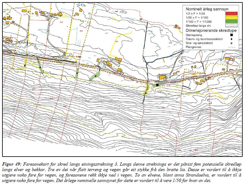 Nordplan side 35 - Detaljregulering fv. 57 Strandanes - Nistadlia 5.4 Skredfare og grunnforhold Avsnittet inkluderer resultata frå pkt 1, 2 og 3 i analyseskjema.
