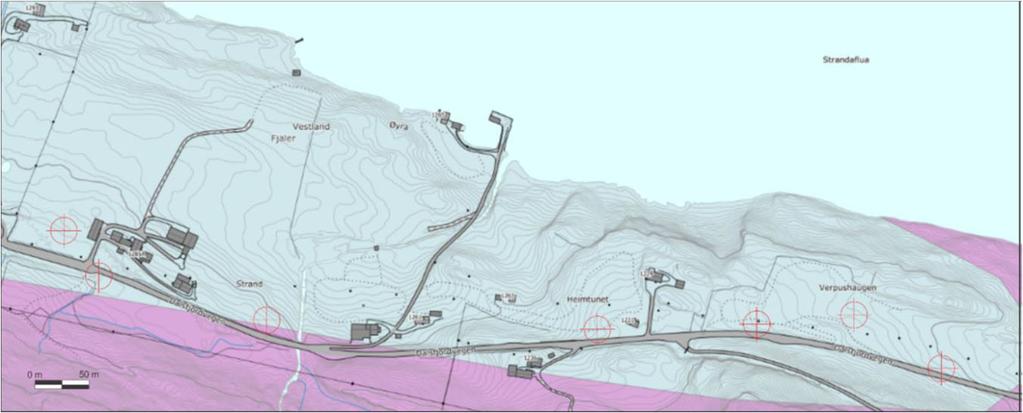 Nordplan side 38 - Detaljregulering fv. 57 Strandanes - Nistadlia til grunn for vurdering av stabilitet og setningsfare i prosjekteringa av fylkesvegen.