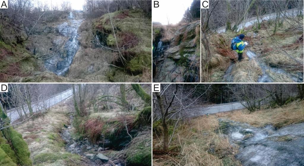 D: Ustabilt parti like ovanfor vegen om lag midt på gbnr. 58/4. Under feltobservasjonane vart alle elvene og siklene registrert og vurdert.
