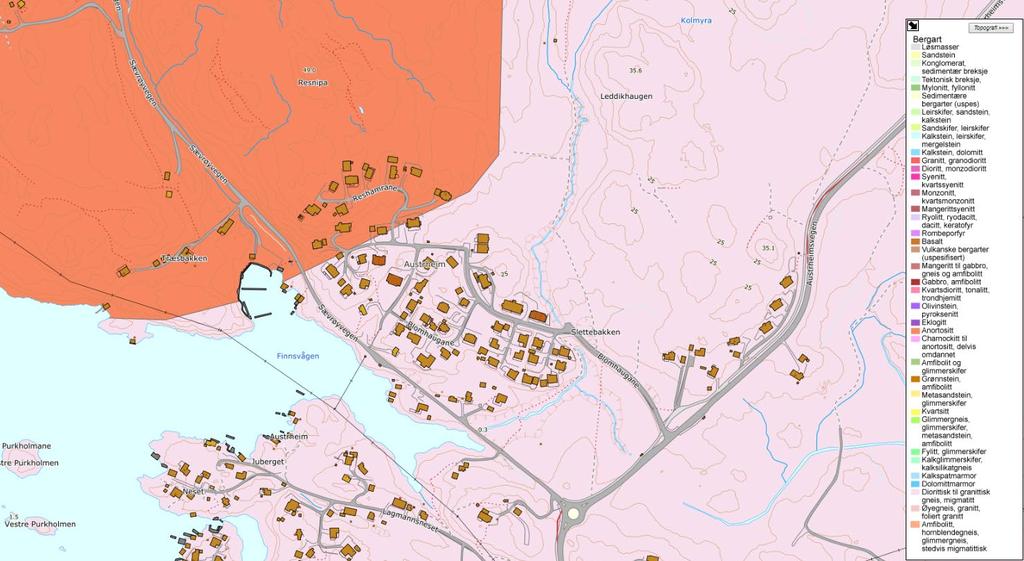 3.1.2 Geologi Berggrunnen i planområdet er i følgje berggrunnsgeologisk kart frå NGU hovudsakleg beståande av diorittisk